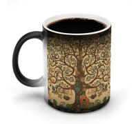 NWTRJ Tasse à café motif arbre de vie 325 ml - Tasse à café amusante en céramique sensible à la chaleur - Changement de couleur - Pour la maison, le bureau, les voyages