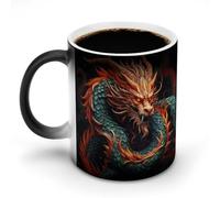 NWTRJ Tasse à café motif dragon chinois 325 ml - Tasse à café amusante en céramique sensible à la chaleur - Changement de couleur - Pour la maison, le bureau, les voyages