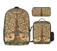 NWTRJ Tree of Life Ensemble sac à dos 3 pièces avec sac à déjeuner et trousse à crayons Sac à dos de voyage léger décontracté pour homme et femme
