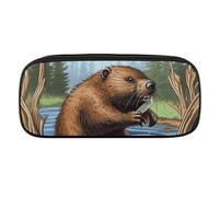 NWTRJ Trousse à crayons Busy Beaver en cuir imperméable de grande capacité pour homme et femme