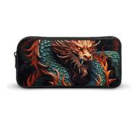 NWTRJ Trousse à crayons de grande capacité avec fermeture éclair et motif dragon chinois pour homme et femme
