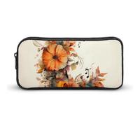 NWTRJ Trousse à crayons de grande capacité avec fermeture éclair - Motif fleurs oranges - Pour homme et femme, Style :, 22*12*5cm