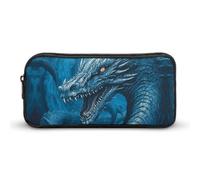 NWTRJ Trousse à crayons de grande capacité avec fermeture éclair pour homme et femme Motif dragon Bleu