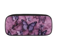 NWTRJ Trousse à crayons en cuir imperméable avec inscription « All Butterflies Are on Purple Background » - Grande capacité - Pour homme et femme, Style :, Taille unique