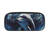 NWTRJ Trousse à crayons en cuir imperméable de grande capacité Motif Dolphin Earth Pour homme et femme, Style :, Taille unique