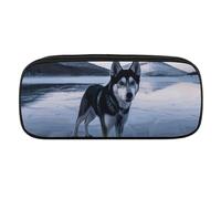 NWTRJ Trousse à crayons Husky Dog on a Frozen Lake - Imperméable - En cuir - Grande capacité - Pour homme et femme, Style :, Taille unique