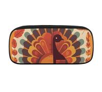 NWTRJ Trousse à crayons Turquie devant les feuilles - En cuir imperméable - Grande capacité - Pour homme et femme