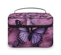NWTRJ Trousse de maquillage de voyage avec inscription « All Butterflies Are on Purple Background » - Trousse de maquillage portable et étanche en cuir synthétique - Pour femme - Style : 25 x 18 x 15
