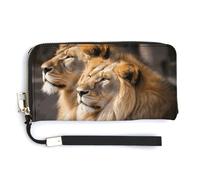 NWTRK Deux Lions Portefeuille en cuir avec fermeture éclair sur le pourtour pour femme avec porte-cartes 20 x 10,5 cm, Style :, 20.0*10.5cm