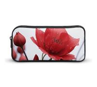 NWTRK Grande trousse à crayons avec bourgeons de fleurs rouges - Trousse à crayons esthétique portable pour homme et femme - Trousse de maquillage multifonction pour voyage, bureau, Style :, 22*12*5cm