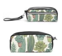 NWTRK Grande trousse à crayons verte pour plantes grasses - Trousse à crayons esthétique portable pour homme et femme - Trousse de maquillage multifonction pour voyage, bureau, Style :, 20*10*5.5cm