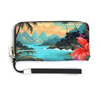 NWTRK Hello Hawaï Portefeuille en cuir avec fermeture éclair sur le pourtour pour femme avec porte-cartes de crédit 20 x 10,5 cm, Style :, 20.0*10.5cm