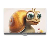 NWTRK Porte-cartes de visite fin et portable en métal avec motif escargot de dessin animé pour homme et femme, Style :
