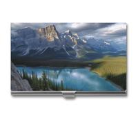 NWTRK Porte-cartes de visite fin et portable en métal pour cartes de visite Banff National Park pour homme et femme, Style :