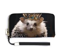 NWTRK Portefeuille en cuir avec motif couronne et hérisson avec fermeture éclair sur tout le pourtour pour femme, porte-monnaie, 20 x 10,5 cm, Style :, 20.0*10.5cm