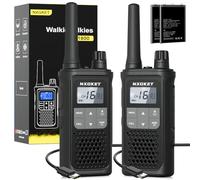 NXGKET Talkie walkie Professionnel,PMR446 sans Licence Talkie-walkie Longue Portée 1-5km,Rechargeable avec Batterie Li-ION Intégrées,16 Canaux Radio avec Lampe De Poche pour Camping