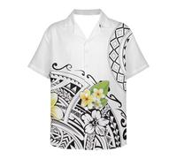 Nxidvxne Chemise boutonnée à manches courtes pour homme style polynésien 2024 Samoan Puletasi Apparel Tatau, Motif tribal, Taille XL
