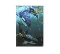 NXIYUHA Impression sur toile décorative Motif animaux marins 60 x 90 cm