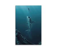 NXIYUHA Poster d'animaux marins Megalodon Peinture décorative sur toile 30 x 45 cm