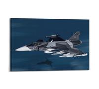 NXIYUHA Poster de chasse militaire JAS 39 Gripen Avion de chasse décoratif sur toile 50 x 75 cm