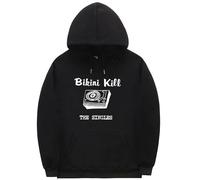 NXKAFAH Sweat à Capuche Graphique de l'album « Punk Rock Band Bikini Kill The Singles » pour Homme et Femme Style Vintage Oversize en Polaire.