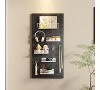 Nxkhox Panneau Perforé Mural, Rangement Outils Mural, Support Outils Mural, Organisateur Mural en Métal avec Crochets, Système de Rangement Mural pour établi D'atelier(Black,100 * 50cm)