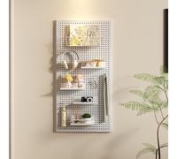 Nxkhox Panneau Perforé Mural, Rangement Outils Mural, Support Outils Mural, Organisateur Mural en Métal avec Crochets, Système de Rangement Mural pour établi D'atelier(White,100 * 70cm)