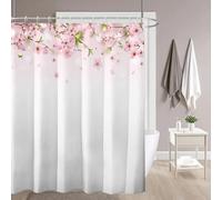 NXMYDBD Rideau de Douche à Fleurs Roses avec Crochets en Plastique, décoration de Salle de Bain Moderne en Polyester imprimé, Lavable en Machine 90x150cm/(WxH)