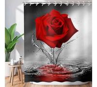 NXMYDBD Rideau de Douche à Motif de Roses - Élégant Rideau de Douche Floral avec Roses Rouges, Lavable en Machine pour Salle de Bain Moderne 90x150cm/(WxH)