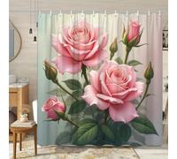 NXMYDBD Rideau de Douche à Roses Roses, décoration de Salle de Bain Romantique et Tranquille, Rideau de séparation de Baignoire avec Crochets, décoration d'hôtel et de Maison d'hôtes 180X150cm/(WxH)