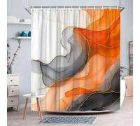 NXMYDBD Rideau de Douche Abstrait, Orange Vif, Gris, pour la décoration de la Salle de Bain, Polyester Lavable en Machine, avec Crochets, Illustration Abstraite 90x150cm/(WxH)