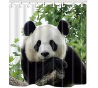 NXMYDBD Rideau de Douche Animaux rigolos, Adorable Panda et Feuilles Vertes, Style Chinois, en Polyester, décoration pour Salle de Bain Enfant 70x160cm/(WxH)