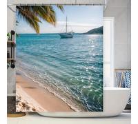 NXMYDBD Rideau de Douche de Plage imperméable imprimé voilier mer Sable Motif décoratif Salle de Bain Doublure Maison hôtel décoration 90x150cm/(WxH)
