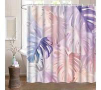 NXMYDBD Rideau de Douche imprimé Feuilles de Monstera - Décoration de Salle de Bain en Polyester Rose et Violet Tropical avec Crochets, Lavable en Machine 183x183cm/(WxH)
