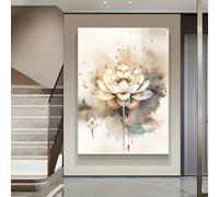 NXMYDBD Toile murale sans cadre représentant une fleur de lotus, décoration abstraite moderne pour chambre et salon (70 x 100cm)