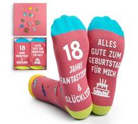 NxnChc Cadeaux d'anniversaire Chaussettes Filles et Garçons Boîte cadeau tendance Novelty Idéal Équipage amusant Enfants pour amis et famille Rose Noir Bleu Orange, 18 ans + rose, 43-46