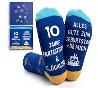 NxnChc Cadeaux d'anniversaire Chaussettes Filles et Garçons Boîte cadeau tendance Novelty Idéal Équipage amusant Enfants pour amis et famille Rose Noir Bleu Orange, 10 ans + bleu, 35-38