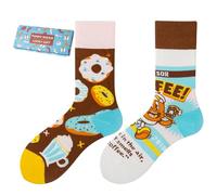 NxnChc Chaussettes Drôles Pour Femmes Et Hommes Unisexe Multi Motifs Donuts au café Animaux Nourriture Sport Art Coton Cadeau Design Asymétrique Gauche-Droite