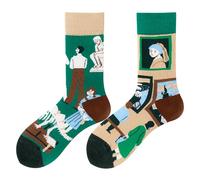 NxnChc Chaussettes Drôles Pour Femmes Et Hommes Unisexe Multi Motifs Musée Animaux Nourriture Sport Art Coton Cadeau Design Asymétrique Gauche-Droite