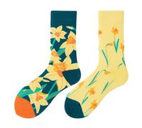 NxnChc Chaussettes Drôles Pour Femmes Et Hommes Unisexe Multi Motifs Narcisse Animaux Nourriture Sport Art Coton Cadeau Design Asymétrique Gauche-Droite