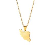 NXNONEPD Accessoires pour hommes et femmes Collier pendentif Iran Maps pour femmes Bijoux ethniques Cadeau de mariage Anniversaire, Saint-Valentin, cadeau d'anniversaire de Noël