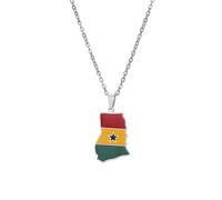 NXNONEPD Accessoires pour hommes et femmes Cross Border African Gana Map Pendant Collier Dripp Map Dripping Style Jewelry Wholesale Wedding Anniversary, Saint Valentin, Cadeau d'anniversaire de Noël