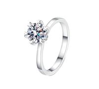 NXNONEPD Anneau blanc 18K White Ring, Femmes Anneaux Solitaire Engagement Solitaire With Round Lab Grown Diamond 0.5ct Ring