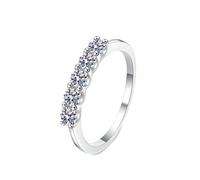 NXNONEPD Anneau de fiançailles 18k Band blanc, mariages pour femmes anneaux 5 bagues en pierre avec un diamant cultivé en laboratoire 0,5 cm anneaux