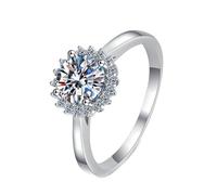 NXNONEPD Anneau de fiançailles blanc pour les femmes, bague de fiançailles 18K