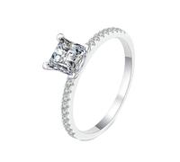 NXNONEPD Anneau de fiançailles Femmes blanches, Anneau de mariage du groupe de confort 18K avec Princess Square Lab Grown Diamond 2CT Ring