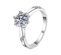 NXNONEPD Anneau de fiançailles Femmes blanches, bande de mariage 18K Comfort Fit Fit Womens 6-PRONG RING AVEC LAB LAB PLUS DIAMAND 1CT RINGS