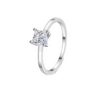 NXNONEPD Anneau de mariage à bague blanche 18K, bagues de mariage d'anneaux pour femmes Anneau solitaire avec Princess Lab Grown Diamond 0.6ct Ring