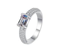 NXNONEPD Anneau de mariage pour les femmes blanches 18K, bague de mariage pour femmes Baguette Shape Lab Lab Laborment diamant 1ct Bague