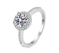 NXNONEPD Anneaux blancs pour Women Band, Band de mariage 18K et bague de fiançailles Ring à 4 degrés avec bague diamant 0,5 ct de laboratoire